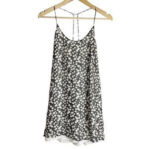 Tory Burch Black White Floral Silk Sleeveless Summer Mini Dress Size Small